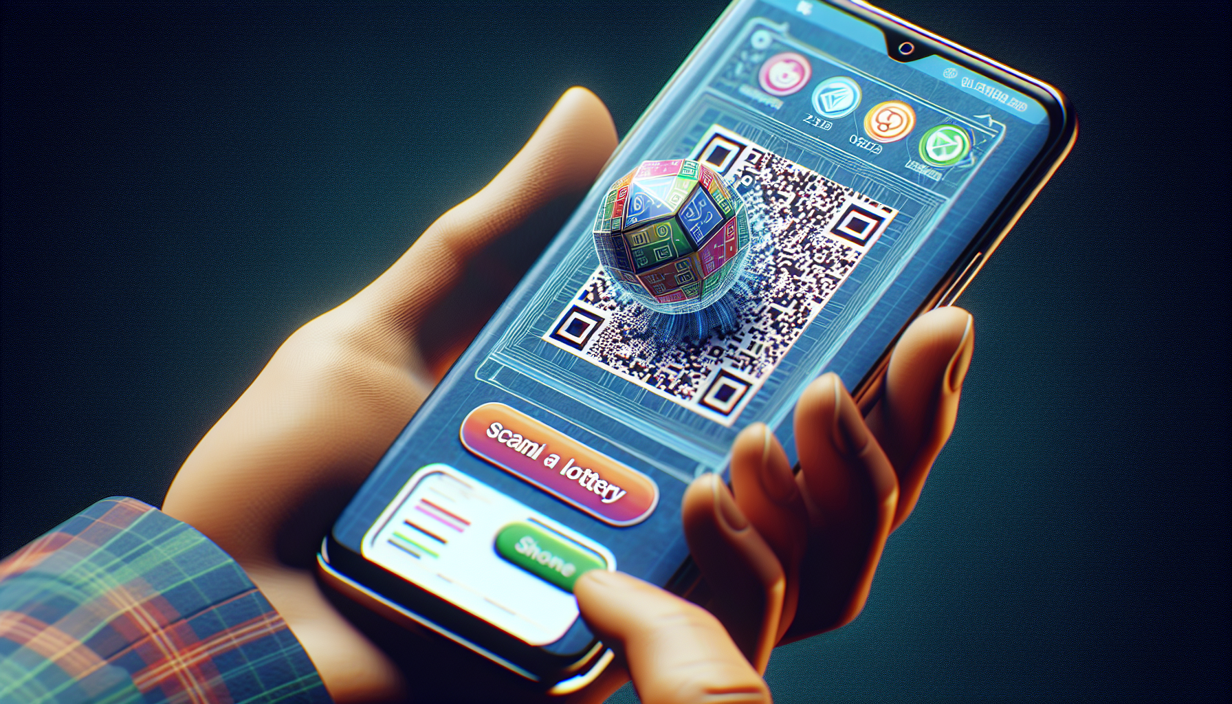 スマートフォンでQRコードを読み取り、Webブラウザ上でデジタルくじに参加している様子