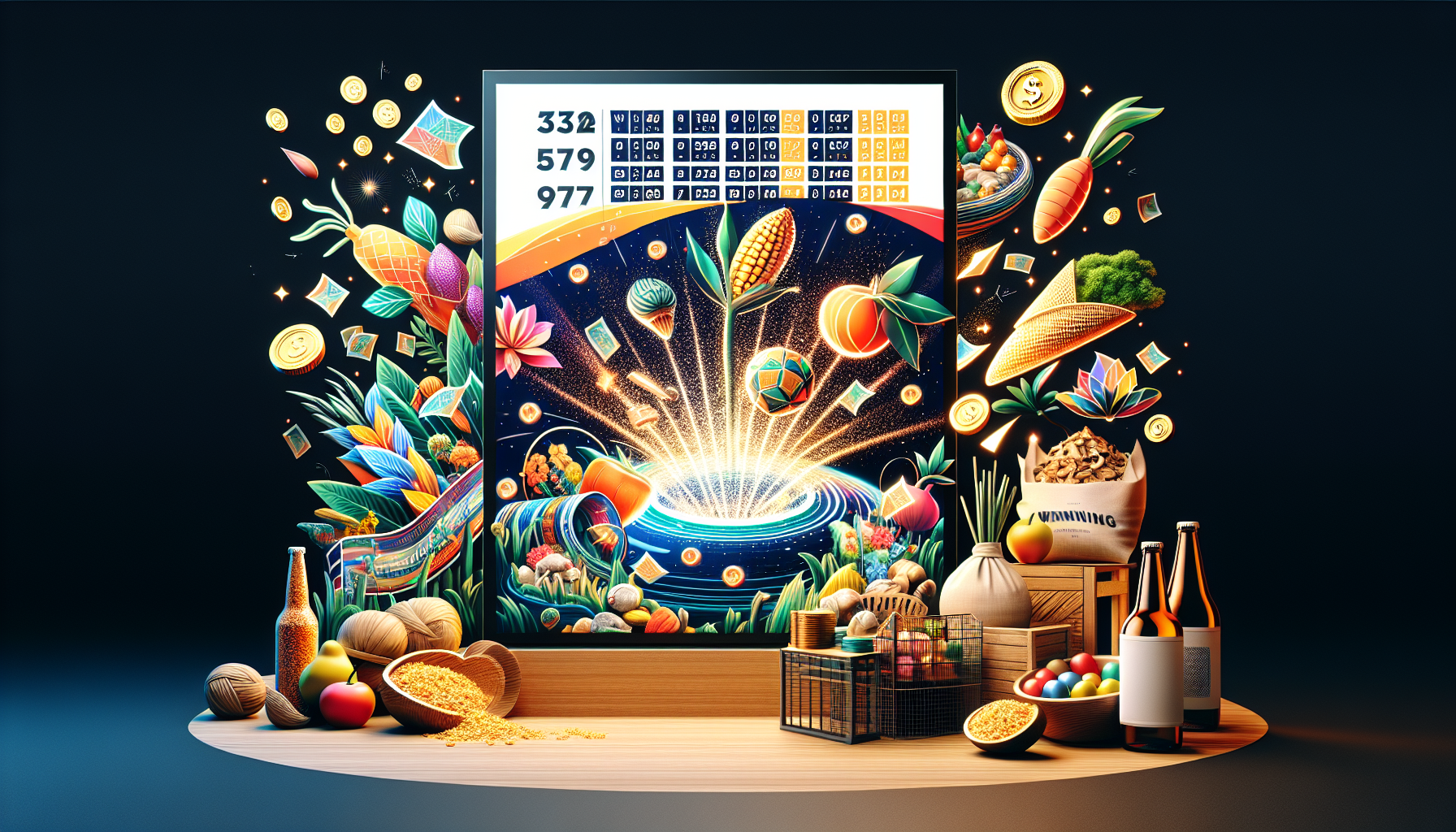 地域の特産物をモチーフにしたデジタルくじの当選演出デザイン例