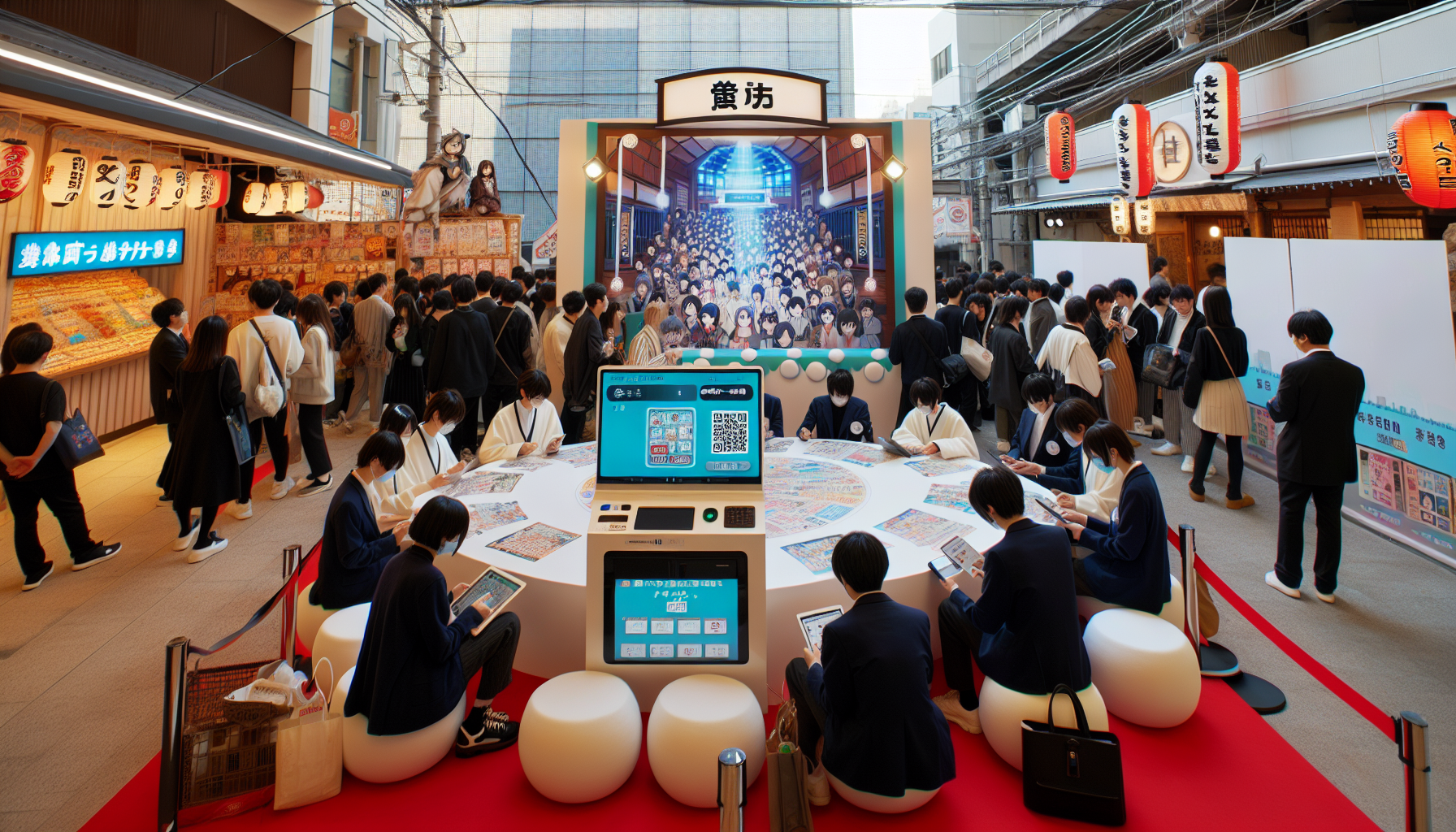 単発イベント会場で電子くじのQRコードが設置されたブースの様子
